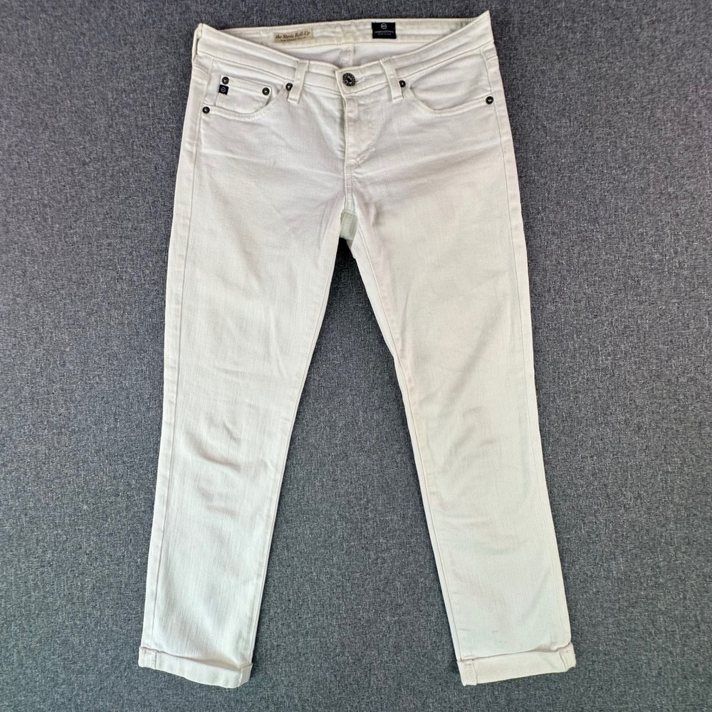 AG Jeans Women 27R Stevie Roll-Up White Slim Straight Low Rise USA Made
